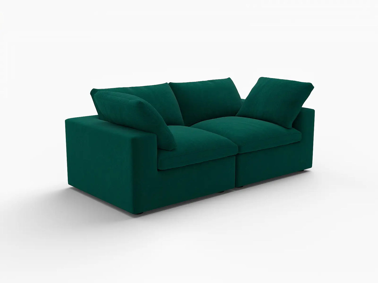 Deluxe Cloud 2-Seater Loveseat in Gem Green Velvet | 2-Piece, Small Space Seating, Easy To Clean, Stylish Design
