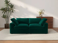 Deluxe Cloud 2-Seater Loveseat in Gem Green Velvet | 2-Piece, Small Space Seating, Easy To Clean, Stylish Design