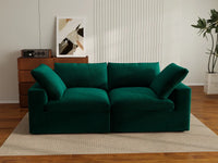 Deluxe Cloud 2-Seater Loveseat in Gem Green Velvet | 2-Piece, Small Space Seating, Easy To Clean, Stylish Design