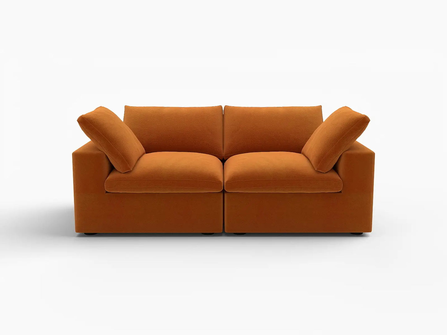 Deluxe Cloud 2-Seater Loveseat in Terracotta Velvet | 2-Piece, Small Space Seating, Easy To Clean, Small Space