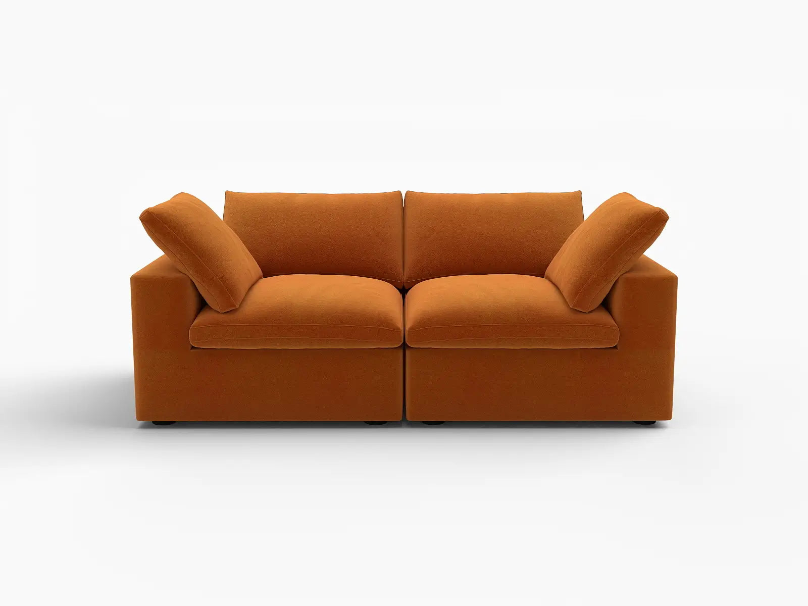 Deluxe Cloud 2-Seater Loveseat in Terracotta Velvet | 2-Piece, Small Space Seating, Easy To Clean, Small Space
