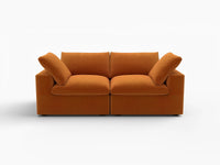 Deluxe Cloud 2-Seater Loveseat in Terracotta Velvet | 2-Piece, Small Space Seating, Easy To Clean, Small Space