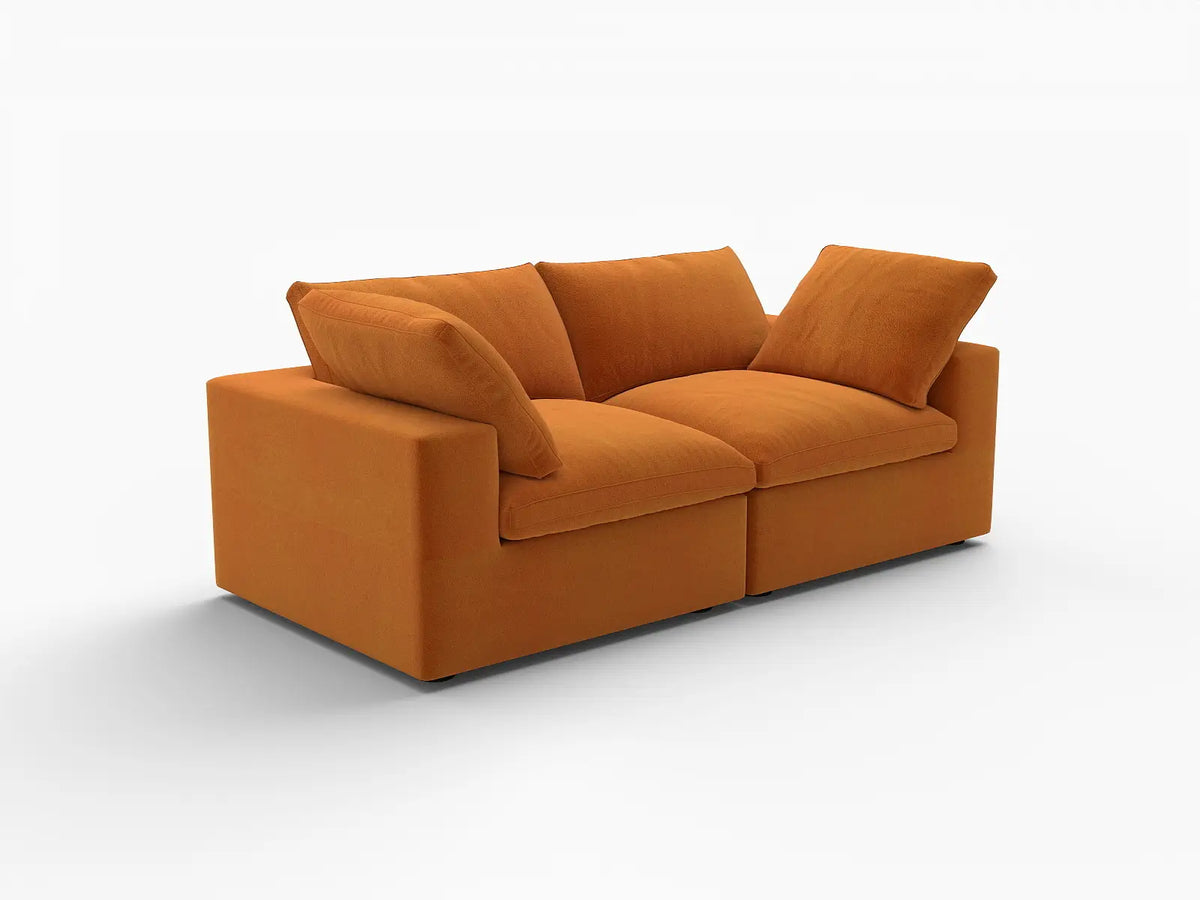Deluxe Cloud 2-Seater Loveseat in Terracotta Velvet | 2-Piece, Small Space Seating, Easy To Clean, Small Space