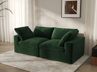 Deluxe Cloud 2-Seater Olive Green Loveseat | 2-Piece, Velvet Fabric, Small Space Seating, Washable Cushion Covers