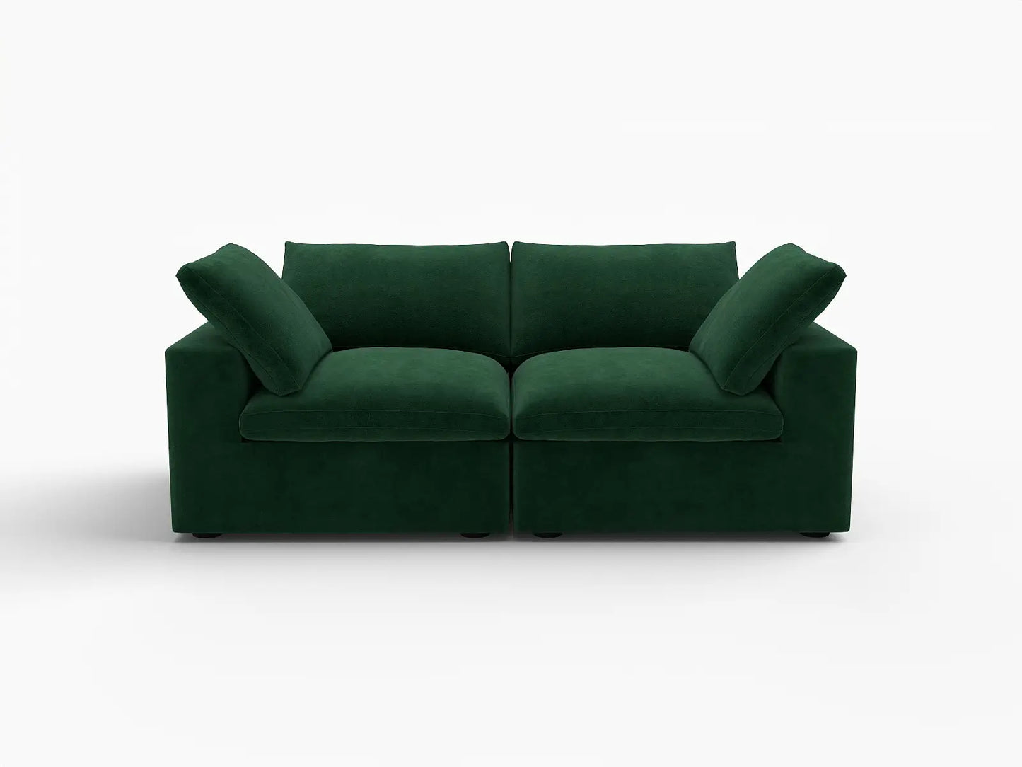 Deluxe Cloud 2-Seater Olive Green Loveseat | 2-Piece, Velvet Fabric, Small Space Seating, Washable Cushion Covers