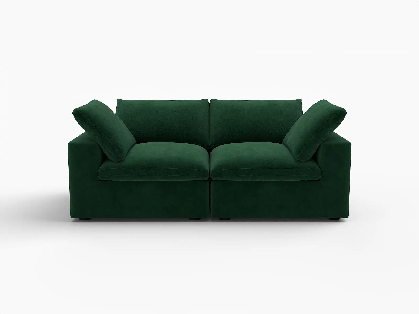 Deluxe Cloud 2-Seater Olive Green Loveseat | 2-Piece, Velvet Fabric, Small Space Seating, Washable Cushion Covers
