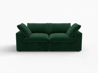 Deluxe Cloud 2-Seater Olive Green Loveseat | 2-Piece, Velvet Fabric, Small Space Seating, Washable Cushion Covers
