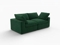 Deluxe Cloud 2-Seater Olive Green Loveseat | 2-Piece, Velvet Fabric, Small Space Seating, Washable Cushion Covers