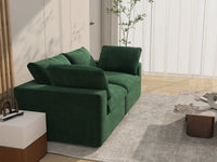 Deluxe Cloud 2-Seater Olive Green Loveseat | 2-Piece, Velvet Fabric, Small Space Seating, Washable Cushion Covers