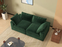 Deluxe Cloud 2-Seater Olive Green Loveseat | 2-Piece, Velvet Fabric, Small Space Seating, Washable Cushion Covers