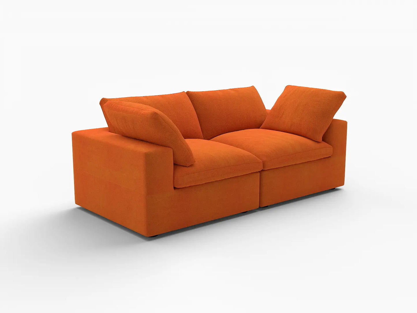 Deluxe Cloud 2-Seater Orange Loveseat | 2-Piece, Velvet Fabric, Small Space Seating, Washable Cushion Covers