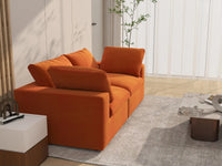 Deluxe Cloud 2-Seater Orange Loveseat | 2-Piece, Velvet Fabric, Small Space Seating, Washable Cushion Covers
