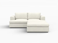 Deluxe Cloud 2-Seater White Small Space Chaise Sectional | 3-Piece (Includes 1 Ottoman), Bouclé Sherpa-Like Fabric, Easy To Clean
