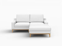 Deluxe Cloud 2-Seater White Small Space Chaise Sectional | 3-Piece (Includes 1 Ottoman), Linen Look Poly Fabric, Easy To Clean