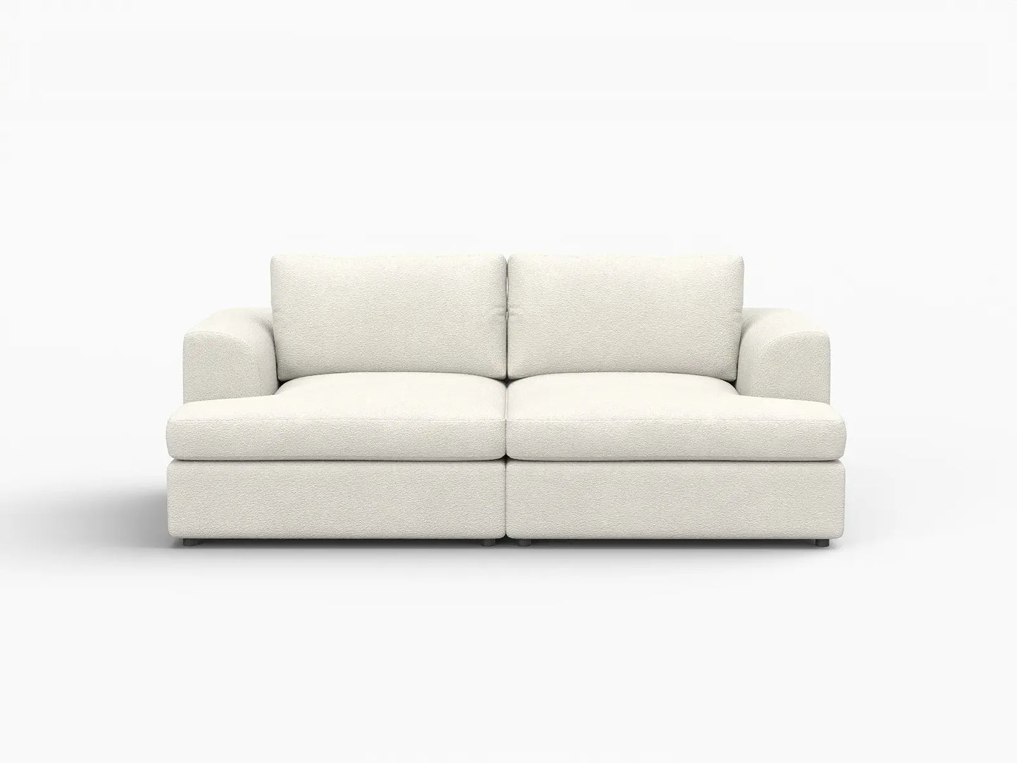 Deluxe Cloud 2-Seater White Small Space Loveseat | 2-Piece, Bouclé Sherpa-Like Fabric, Easy To Clean