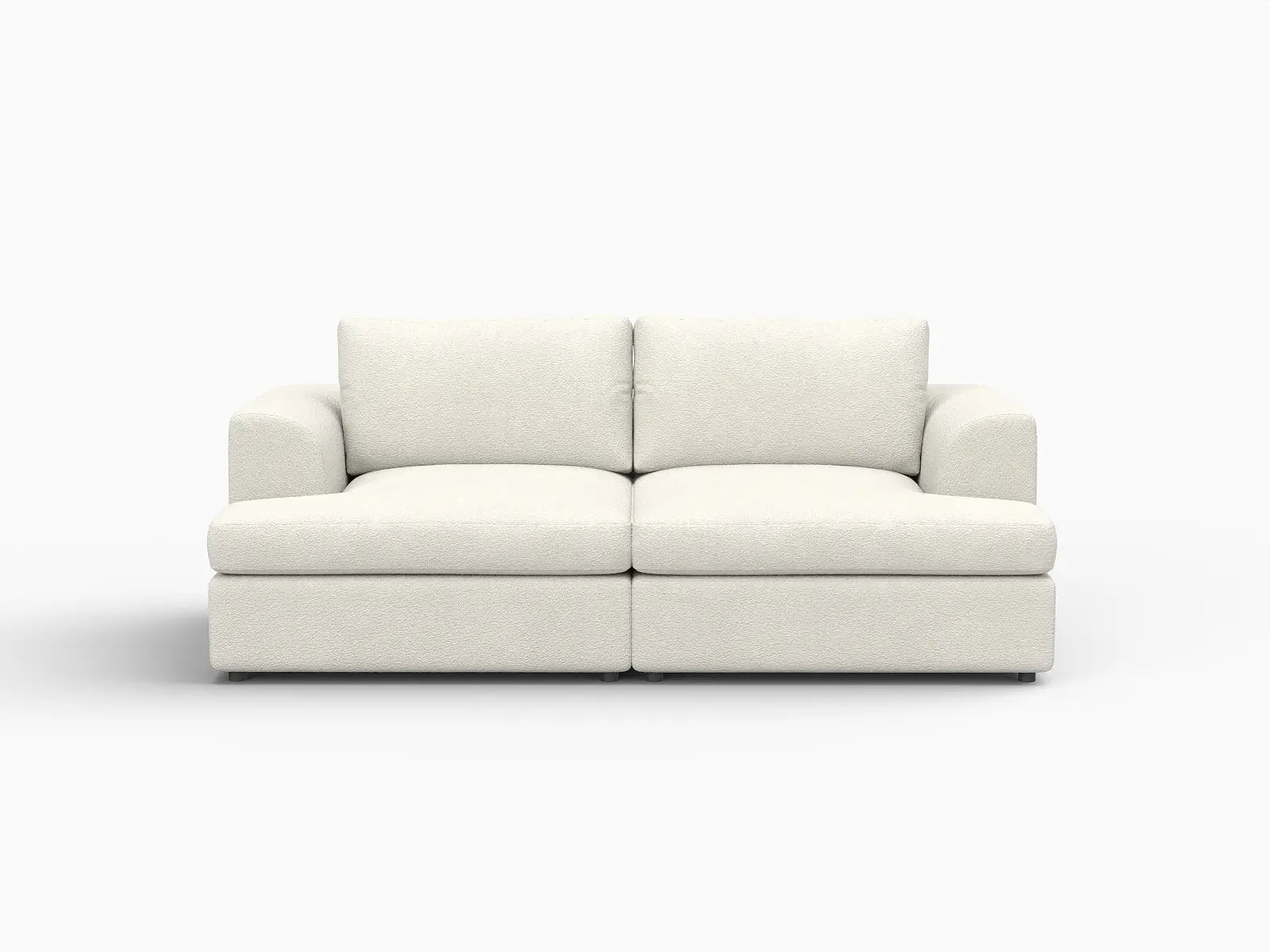 Deluxe Cloud 2-Seater White Small Space Loveseat | 2-Piece, Bouclé Sherpa-Like Fabric, Easy To Clean