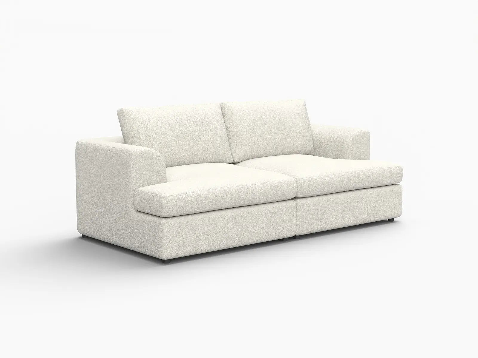 Deluxe Cloud 2-Seater White Small Space Loveseat | 2-Piece, Bouclé Sherpa-Like Fabric, Easy To Clean
