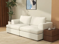 Deluxe Cloud 2-Seater White Small Space Loveseat | 2-Piece, Bouclé Sherpa-Like Fabric, Easy To Clean
