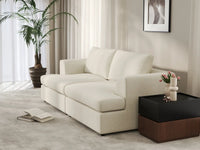 Deluxe Cloud 2-Seater White Small Space Loveseat | 2-Piece, Bouclé Sherpa-Like Fabric, Easy To Clean