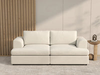 Deluxe Cloud 2-Seater White Small Space Loveseat | 2-Piece, Bouclé Sherpa-Like Fabric, Easy To Clean