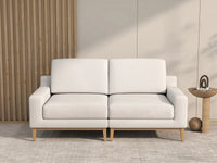 Deluxe Cloud 2-Seater White Small Space Loveseat | 2-Piece, Linen Look Poly Fabric, Easy To Clean