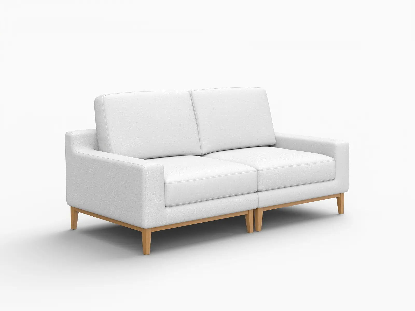Deluxe Cloud 2-Seater White Small Space Loveseat | 2-Piece, Linen Look Poly Fabric, Easy To Clean