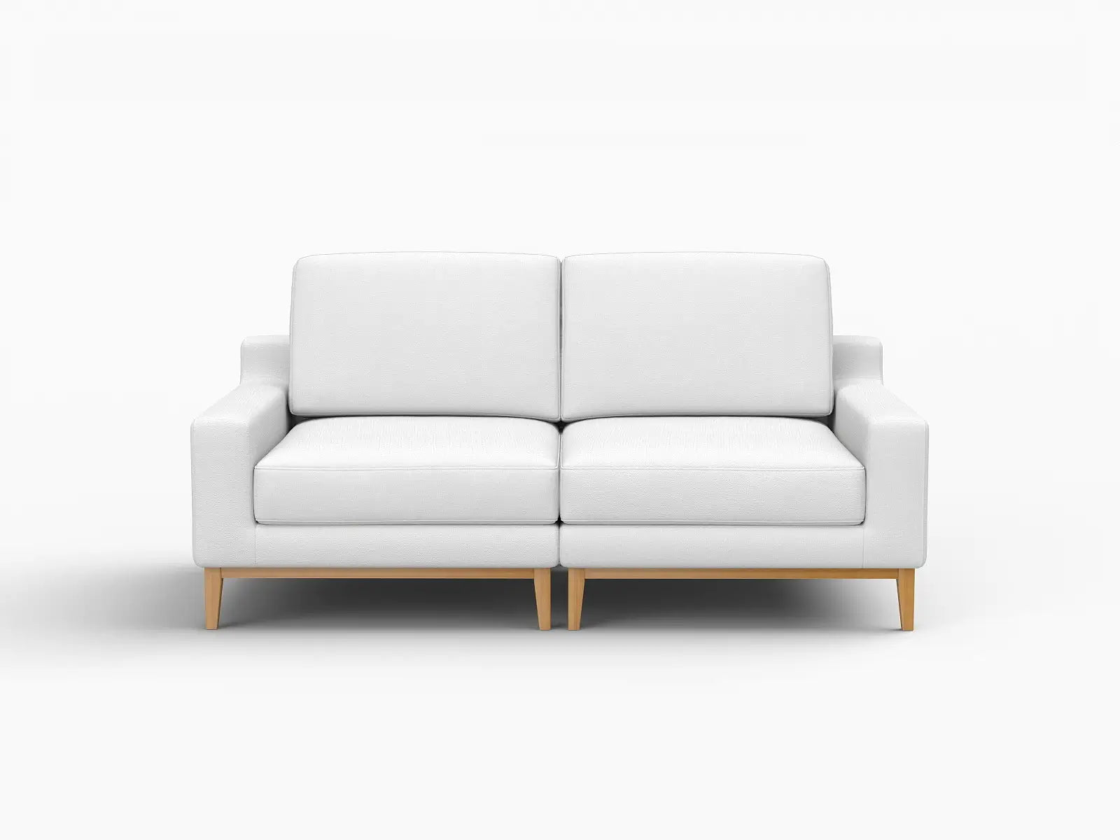 Deluxe Cloud 2-Seater White Small Space Loveseat | 2-Piece, Linen Look Poly Fabric, Easy To Clean