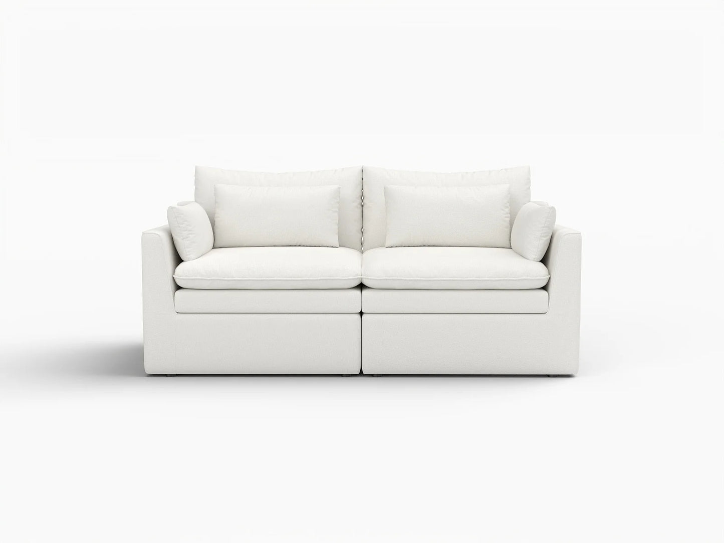 Deluxe Cloud 2-Seater White Small Space Loveseat | 2-Piece, Linen Look Poly Fabric, Easy To Clean