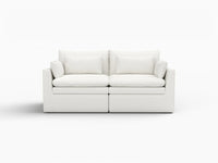 Deluxe Cloud 2-Seater White Small Space Loveseat | 2-Piece, Linen Look Poly Fabric, Easy To Clean