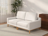 Deluxe Cloud 2-Seater White Small Space Loveseat | 2-Piece, Linen Look Poly Fabric, Easy To Clean