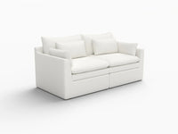 Deluxe Cloud 2-Seater White Small Space Loveseat | 2-Piece, Linen Look Poly Fabric, Easy To Clean