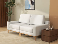 Deluxe Cloud 2-Seater White Small Space Loveseat | 2-Piece, Linen Look Poly Fabric, Easy To Clean
