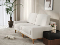 Deluxe Cloud 2-Seater White Small Space Loveseat | 2-Piece, Linen Look Poly Fabric, Easy To Clean