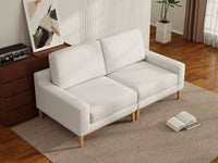 Deluxe Cloud 2-Seater White Small Space Loveseat | 2-Piece, Linen Look Poly Fabric, Easy To Clean