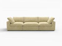 Deluxe Cloud 3-Seater Beige Couch Sectional | 3-Piece, Velvet Fabric, Living Room Seating, Washable Cushion Covers