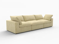 Deluxe Cloud 3-Seater Beige Couch Sectional | 3-Piece, Velvet Fabric, Living Room Seating, Washable Cushion Covers