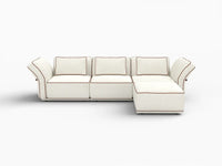 Deluxe Cloud 3-Seater Beige Large Space L-Shaped Sectional | 4-Piece (Includes 1 Ottoman), Bouclé Sherpa-Like Fabric, Easy To Clean