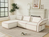 Deluxe Cloud 3-Seater Beige Large Space L-Shaped Sectional | 4-Piece (Includes 1 Ottoman), Bouclé Sherpa-Like Fabric, Easy To Clean