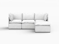 Deluxe Cloud 3-Seater Beige Large Space L-Shaped Sectional | 4-Piece (Includes 1 Ottoman), Linen Look Poly Fabric, Easy To Clean