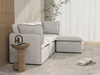 Deluxe Cloud 3-Seater Beige Large Space L-Shaped Sectional | 4-Piece (Includes 1 Ottoman), Linen Look Poly Fabric, Easy To Clean