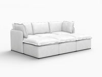 Deluxe Cloud 3-Seater Beige Large Space Pit Sectional | 6-Piece (Includes 3 Ottomans), Linen Look Poly Fabric, Easy To Clean