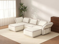Deluxe Cloud 3-Seater Beige Large Space U-Shaped Sectional | 5-Piece (Includes 2 Ottomans), Bouclé Sherpa-Like Fabric, Easy To Clean