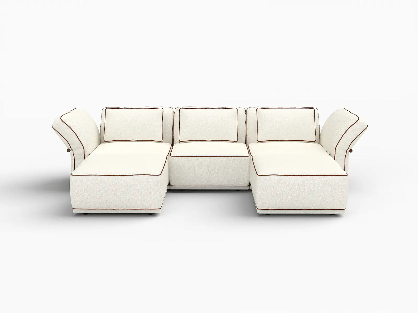 Deluxe Cloud 3-Seater Beige Large Space U-Shaped Sectional | 5-Piece (Includes 2 Ottomans), Bouclé Sherpa-Like Fabric, Easy To Clean