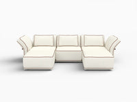 Deluxe Cloud 3-Seater Beige Large Space U-Shaped Sectional | 5-Piece (Includes 2 Ottomans), Bouclé Sherpa-Like Fabric, Easy To Clean