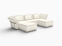Deluxe Cloud 3-Seater Beige Large Space U-Shaped Sectional | 5-Piece (Includes 2 Ottomans), Bouclé Sherpa-Like Fabric, Easy To Clean