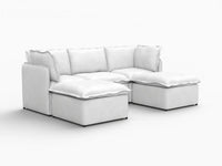 Deluxe Cloud 3-Seater Beige Large Space U-Shaped Sectional | 5-Piece (Includes 2 Ottomans), Linen Look Poly Fabric, Easy To Clean