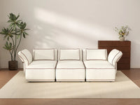 Deluxe Cloud 3-Seater Beige Large Space U-Shaped Sectional | 6-Piece (Includes 3 Ottomans), Bouclé Sherpa-Like Fabric, Easy To Clean