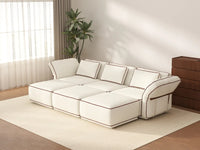 Deluxe Cloud 3-Seater Beige Large Space U-Shaped Sectional | 6-Piece (Includes 3 Ottomans), Bouclé Sherpa-Like Fabric, Easy To Clean