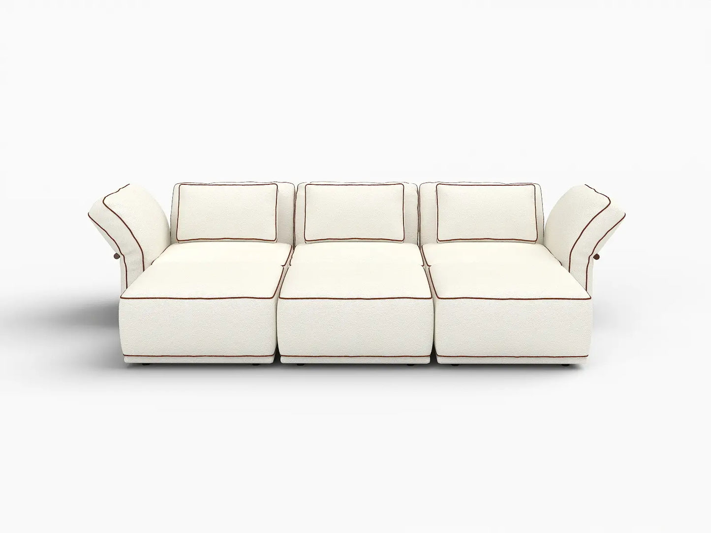 Deluxe Cloud 3-Seater Beige Large Space U-Shaped Sectional | 6-Piece (Includes 3 Ottomans), Bouclé Sherpa-Like Fabric, Easy To Clean