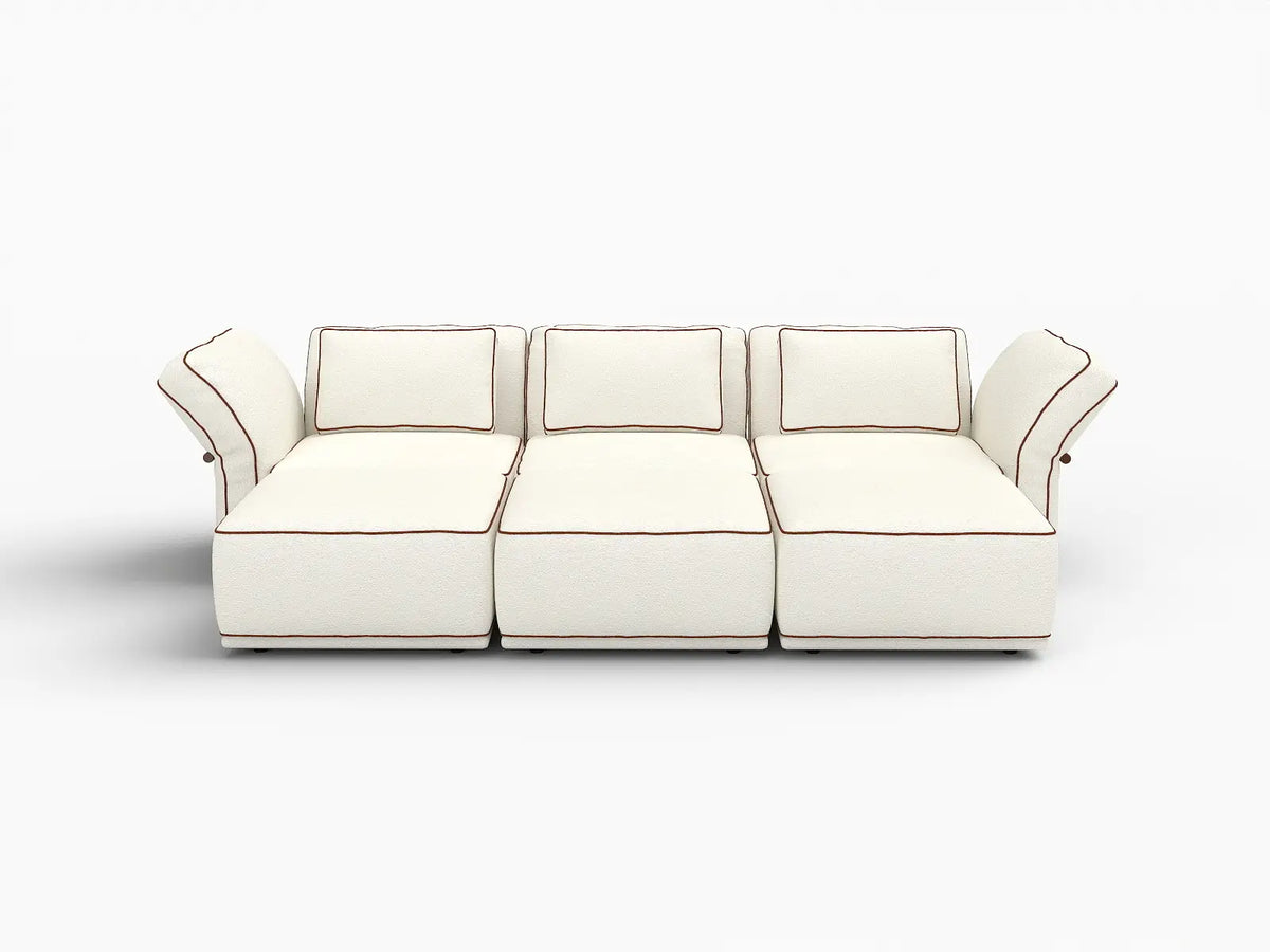 Deluxe Cloud 3-Seater Beige Large Space U-Shaped Sectional | 6-Piece (Includes 3 Ottomans), Bouclé Sherpa-Like Fabric, Easy To Clean